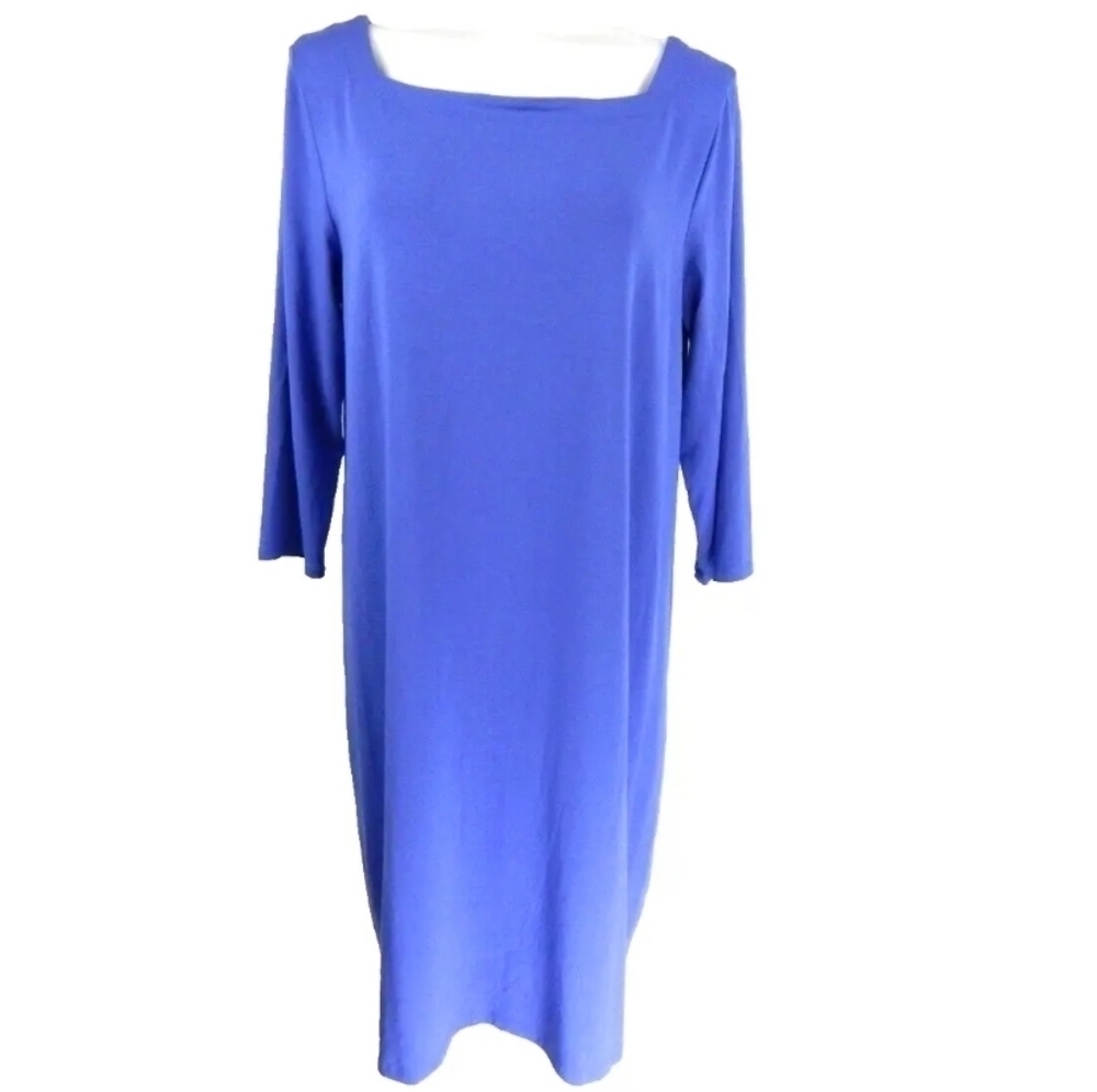 Eileen Fisher Square Neck 3/4 Sleeve Jersey Dress